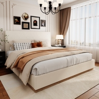 Zeitgenössische Geradlinige Schlafplattform mit Hohem Vertikalem Schirm und Eleganter Vorderkante für Raffinierte Gästezimmer