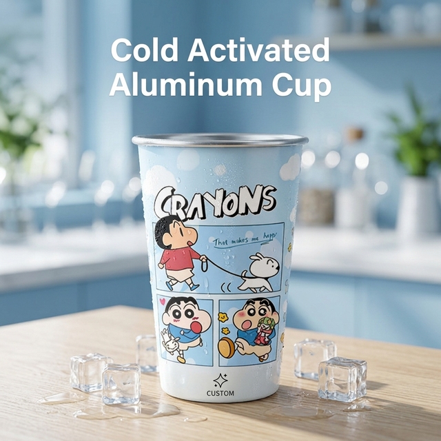 Custom Logo Reusable Aluminum Coffee Mugs Round Shape Sublimation Cups with Temperature-Sensitive Color-Changing Feature