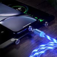 Cable de luz LED para cargador de teléfono móvil, Cable de carga rápida 3A, Micro USB brillante para Samsung y iPhone
