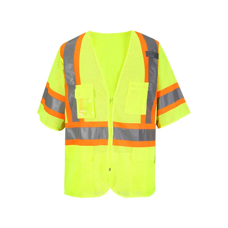 Логотип оранжевого цвета с карманами Рабочая ANSI класс 3 высокая видимость светоотражающий жилет конструкции безопасности