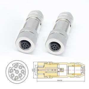 M12 nối nam nữ kim loại cắm shielded vít lĩnh vực lắp ráp IP67 không thấm nước một mã <span class=keywords><strong>8</strong></span> <span class=keywords><strong>pin</strong></span> Thông tư nối - Product Image 6