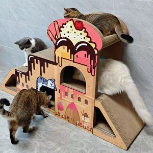 Modernos Rascadores <span class=keywords><strong>para</strong></span> <span class=keywords><strong>Gatos</strong></span> de Cartón Corrugado (4 Niveles) en Stock - No Requiere Montaje <span class=keywords><strong>para</strong></span> Castillos de Helado - Product Image 1