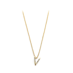 Collana con Ciondolo a Forma di Lettera V in Diamante, Catena in Acciaio Inossidabile, 6 Colori - Product Image 2