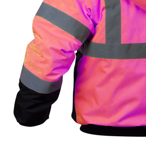 Hi Vis Safety <b>Jacket</b> with Hood Reflective Strips for Roadside Construction <b>Workers</b> - Product Image 4