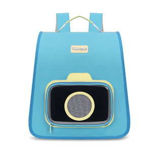 Pet Oxford <b>Backpack</b> Carrier Solid Blue Breathable Zipper Closure for <b>Cats</b> - Product Image 1