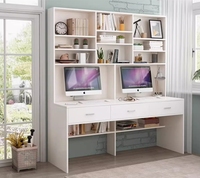 Bureau d'angle avec bibliothèque intégrée, bureau d'ordinateur combiné avec bibliothèque, style luxe léger, bureau d'étude à domicile avec dossier