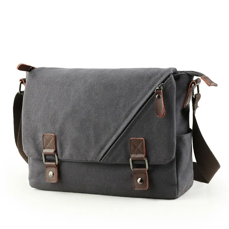 MOYYI Custom Travel Laptop Shoulder Leather Canvas Messenger Bag for Men crossbody bags
