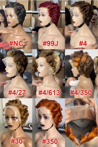 All'ingrosso folletto vietnamita corto taglio capelli umani parrucche nere donne senza colla Pre-pizzicato corti parrucche ricci con frangetta naturale nero - Product Image 4