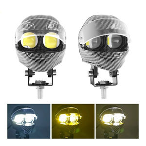 เลนส์โปรเจคเตอร์ LED แบบ 2 ดวง สำหรับหมวกกันน็อคมอเตอร์ไซค์ รูปทรงไฟสปอร์ตไลท์ สีขาวเหลือง ไฟขับขี่ ไฟสปอตไลท์ ไฟหน้ารถยนต์ - Product Image 5