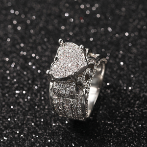 Nuovo Arrivo AAA Zircone a Forma di Cuore Anello Bling Bling Fuori Ghiacciato Di <span class=keywords><strong>Cristallo</strong></span> Donne Rapper Squilla I Monili - Product Image 3