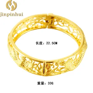 Jinpinhui pulsera de arena y oro para mujer patrón hueco pulsera en 