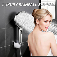 Douche à main en chrome à 4 modes écologique pour salle de bain d'hôtel, ensemble de douche design moderne pour appartement