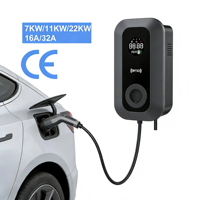 Chargeur mural triphasé 22 kW pour VE avec écran 4 pouces, GBT, contrôle par application, RFID, OTA, IP55 / Wi-Fi, Ethernet, TFT