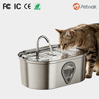 Fontaine à eau pour animaux de compagnie en acier inoxydable 3,5 L, distributeur d'eau pour chat avec filtre, circulation automatique ultra silencieuse