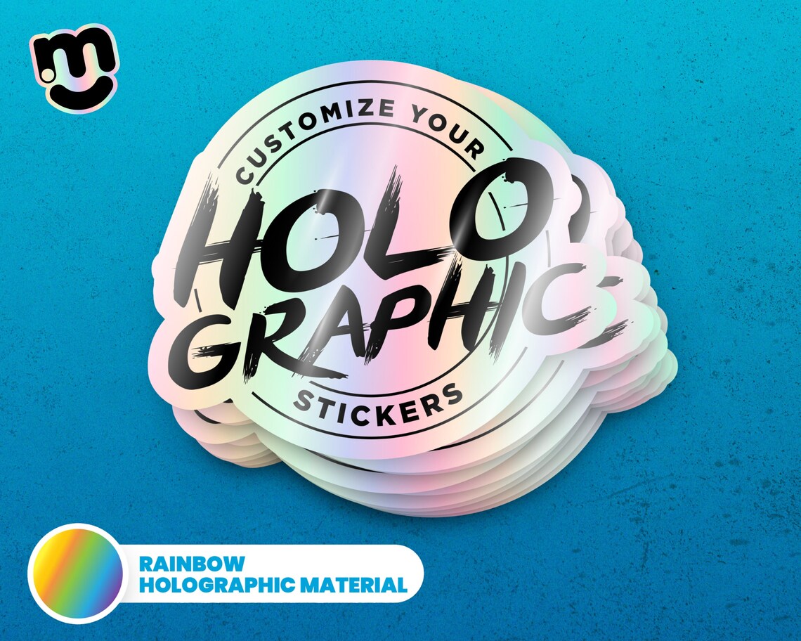 Stiker Hologram Laser pelangi tahan air UV stiker Label khusus Logo Die Cut Glitter stiker Hologram