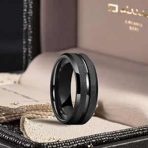 Gioielli di moda prezzo all'ingrosso argento placcato nero semplici <span class=keywords><strong>anelli</strong></span> da uomo in carburo di tungsteno <span class=keywords><strong>anelli</strong></span> per gli uomini fede nuziale - Product Image 1
