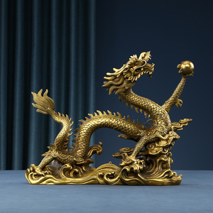 Dragon en laiton avec ornement en perle, décoration de bureau Feng Shui pour la maison, cadeau - Product Image 3