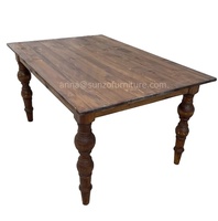 Table de ferme en pin antique, taille personnalisée, table à manger rectangulaire en bois massif pour restaurant, mobilier de banquet