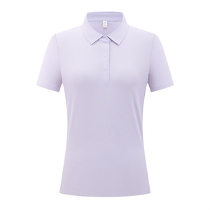 Polo promotionnel uni en polyester, anti-humidité, à manches courtes, pour usage quotidien, uniforme féminin - Product Image 1