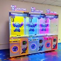 Machine de jeu à monnayeur avec grue à pinces LED néon et lecteur de billets pour attraper les jouets, pour centre commercial intérieur
