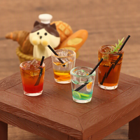 Figurines miniatures de jouets, boissons d'été simulées en résine DIY (Americano glacé, Limonade, Boissons pour voiture), accessoires pour maison de poupée OB11