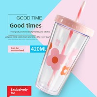 Pailles à eau élégantes Girlwill style Hyuna, à double couche, transparentes, inspirées d'Instagram, en plastique écologique, lavables au lave-vaisselle