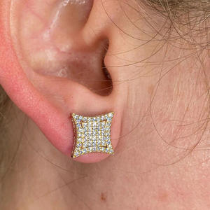 Pendientes geométricos chapados en oro con pedrería de cristal para mujer, joyería de moda para fiesta, diseño moderno - Product Image 3