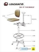 Chaise de bureau antistatique, tabouret de laboratoire ESD, tabouret de laboratoire réglable