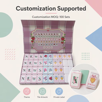 Produk Baru Spot Light pink Mint Color Bow Flower Pattern American Mahjong Set 160 Hadiah Ulang Tahun Pernikahan Mewah
