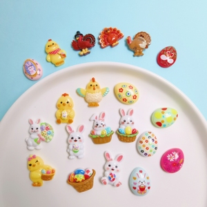 Mini Dijes <span class=keywords><strong>de</strong></span> Resina <span class=keywords><strong>de</strong></span> Pascua - 100 Piezas/Lote, Figuras <span class=keywords><strong>de</strong></span> Conejo, Huevos, Cesta <span class=keywords><strong>y</strong></span> Pollito con Base Plana para Manualidades <span class=keywords><strong>y</strong></span> Decoración <span class=keywords><strong>de</strong></span> Fiestas - Product Image 1