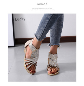 Nuovi <span class=keywords><strong>Sandali</strong></span> Estivi da <span class=keywords><strong>Donna</strong></span> con Cinturino alla Caviglia, Taglie Grandi, Scarpe da Passeggio Casual con Strass e <span class=keywords><strong>Tacco</strong></span> <span class=keywords><strong>Basso</strong></span> a Zeppa - Product Image 5