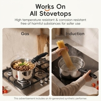 Ensemble de casseroles en acier inoxydable 304 Tri Ply 4 pièces avec poignée amovible noire PURECOOK pour la cuisine à domicile