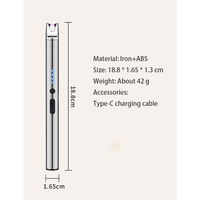 Briquet électrique à arc rechargeable par USB avec verrou de sécurité, long manche, coupe-vent, sans flamme, pour cuisine, bougies, barbecue