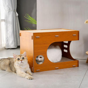 Cama Rascador para Gatos de Madera con Cartón Corrugado, 2 Estilos Disponibles, Fácil de Montar, para Gatos de Menos de 9 kg - Product Image 4