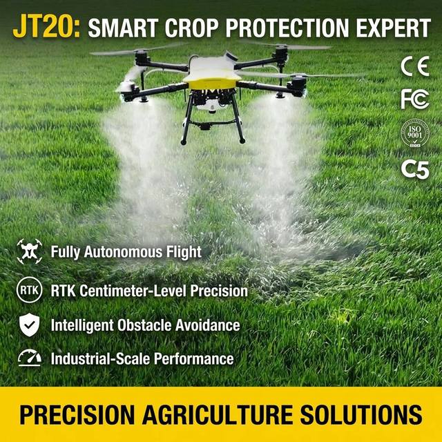 Joyance JT20 Agriculture Drone Autonomous Crop Protection UAV with RTK Precision and Optimized Working Speed Standards Systems