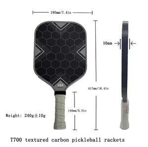 उच्च गुणवत्ता वाले कच्चे कार्बन फाइबर T700 पिकलबॉल पैडल यूएसएपीए द्वारा अनुमोदित पिकलबॉल पैडल टिकाऊ सेट