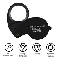 40X Magnifying Glass Jewelers Loupe Pocket Folding Magnifier Light Watch Coins Stamps Gems Jewelry Diamond Identifying