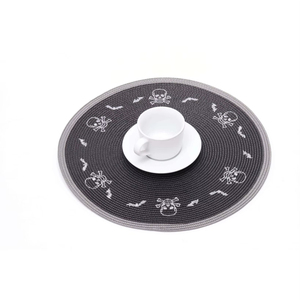 Wholesale Eco-Friendly PP Plastic Halloween Theme Asian Zen Woven 32cm Round <b>Placemats</b> <b>for</b> Household Dining <b>Table</b> EM4 Dark Hallo - Product Image 5