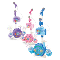 Nouveau modèle 2025 : Machine à bulles avec haut-parleur, jouet d'été pour faire des bulles avec musique, éclairage, batterie jazz et microphone pour enfants