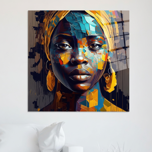 Printed <b>Canvas</b> Art Deco Abstract African Woman Mosaic Portrait Panel Hanging Tempered Glass <b>Wall</b> Art - Product Image 2