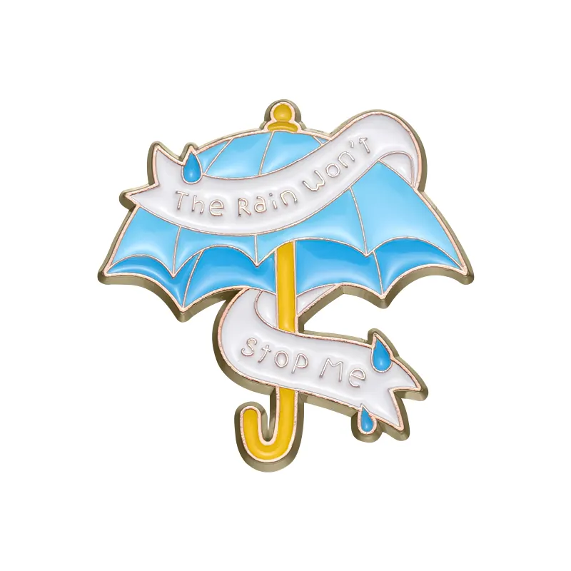 La pioggia non mi fermerà divertente dicendo spille a smalto cartone animato graziose spille a ombrello accessori con distintivo zaino per vestiti spilla regalo