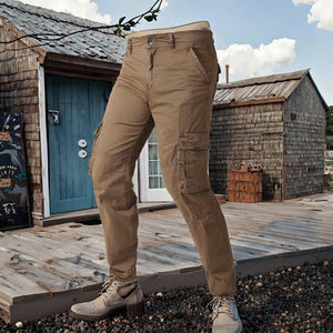 Pantalon décontracté d'été pour homme de haute qualité en tissu toile polyester/coton, teint uni, séchage rapide, respirant, taille élastique ajustée - Product Image 3