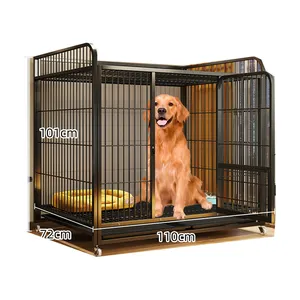 Portable Pulleys Metal Crate Cage Skylight Storage Indoor Pet Dog Cage with Toilet Pallet