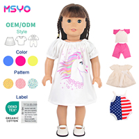 Robe à manches bouffantes imprimée licorne arc-en-ciel MSYO, en dacron durable, vêtements de poupée tendance pour poupée de 18 pouces, cadeau promotionnel