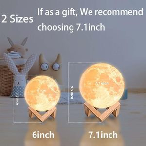 Lámpara Lunar LED de Plástico Impresa en 3D, 16 Colores, Luz Nocturna de 360 Grados, Control Remoto, Funciona con Batería, Clasificación IP54, Regalo para Niños - Product Image 2