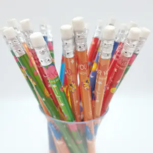 저렴한 핫 세일 하이 퀄리티 12 PC Lapices 둥근 모양의 컬러 연필 학교 쓰기 그리기 및 그림을위한 지우개