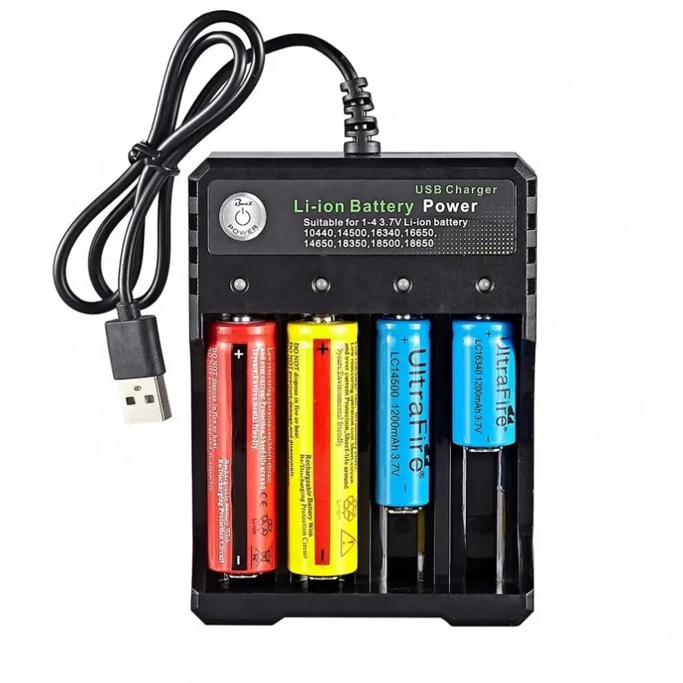 Electric Battery Charger LED Indicator DC 5V 2A 4 Slots for 18650 26650 21700 AA/AAA Ni-MH/Ni-Cd Rechargeable Battery