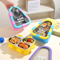 JM 2026 Nouvelle Boîte à Lunch en Acier Inoxydable 304 Forme Irrégulière Motif Dessin Animé, Boîte Bento 3 Compartiments Anti-Fuite, Contenant Alimentaire
