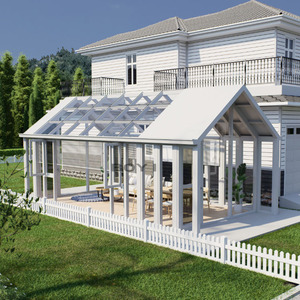 Custom moderna in lega di alluminio veranda in vetro isolante facciata insonorizzata porta scorrevole <span class=keywords><strong>balcone</strong></span>/Patio recinzione per uso residenziale - Product Image 1