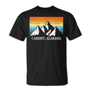 T-shirt imprimé souvenir de randonnée en montagne à Cardiff, Alabama, design vintage - Product Image 1